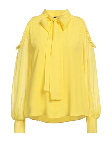 Pinko Woman Top Yellow Size 8 Acetate, Silk