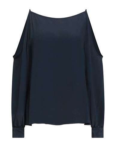 Ottod'ame Woman Top Navy Size 8 Acetate, Silk In Blue
