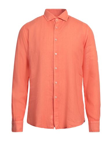 Xacus Man Shirt Mandarin Size 17 Linen In Mandarin