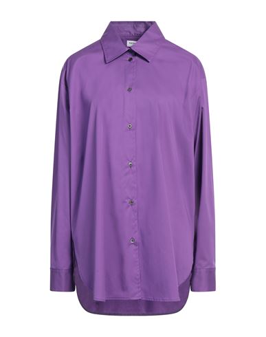 Rue Du Bac Woman Shirt Purple Size 6 Cotton, Polyamide, Elastane In Purple