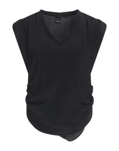 Pinko Woman Top Black Size 4 Acetate, Silk In Black