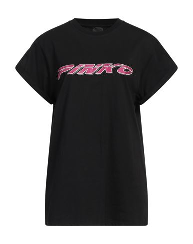 Pinko Logo-embellished Cotton T-shirt In Black