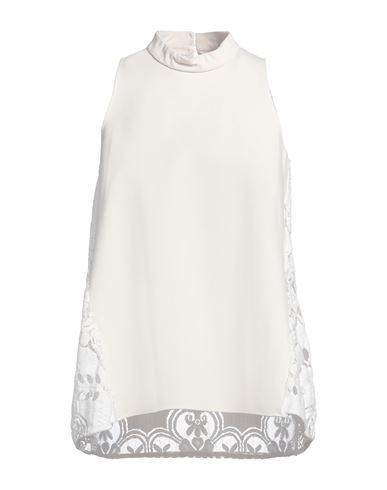 1-one Woman Top Ivory Size 8 Viscose, Polyamide, Elastane, Cotton In White