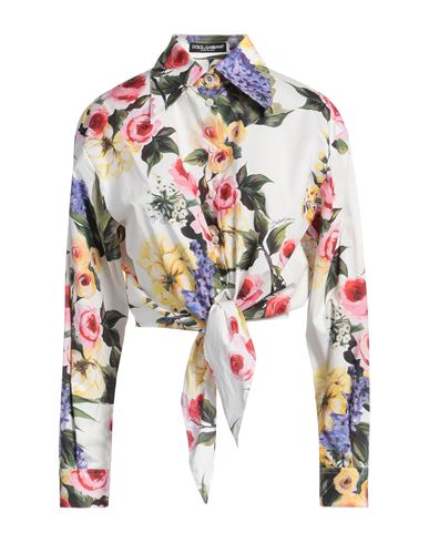 Dolce & Gabbana Dolce&gabbana Garden Print Cropped Shirt In Cotton In White