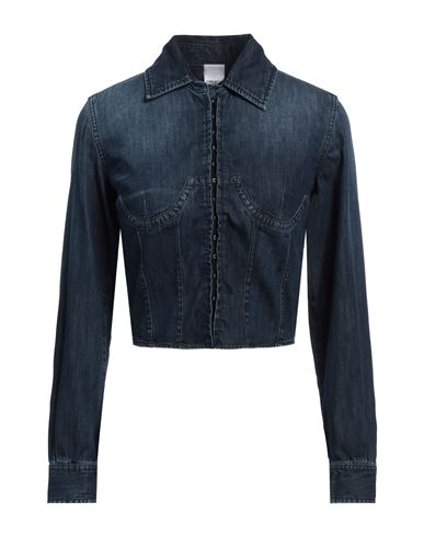 Pinko Woman Denim Shirt Blue Size 14 Cotton, Elastane In Blue