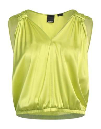 Pinko Woman Top Lime Green Size 4 Silk, Elastane In Green