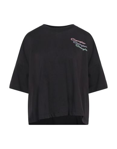 Champion Woman T-shirt Black Size L Cotton In Black