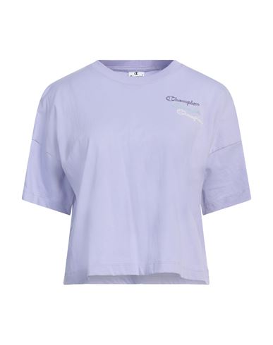 Champion Woman T-shirt Lilac Size L Cotton In Purple