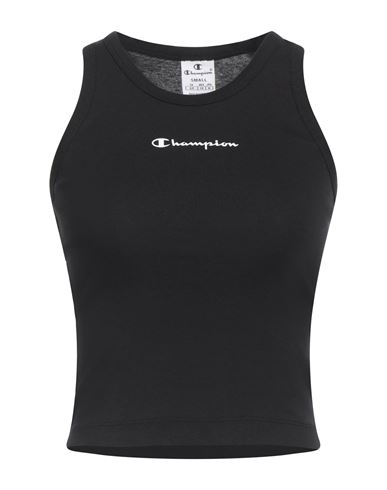 Champion Woman Tank Top Black Size L Cotton In Black