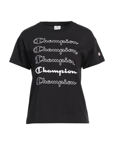 Champion Woman T-shirt Black Size L Cotton In Black