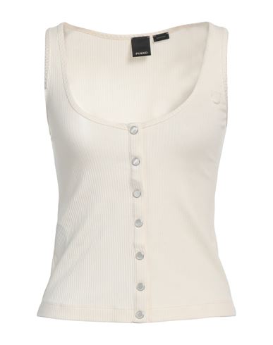 Shop Pinko Woman Tank Top Ivory Size S Cotton, Lyocell, Elastane In White