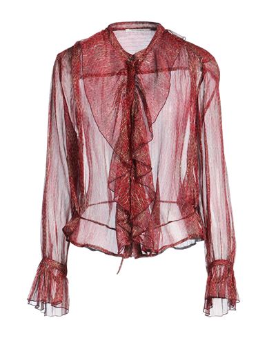 Pomandère Woman Shirt Red Size 8 Silk, Metallic Fiber