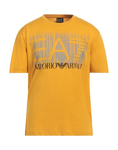 Ea7 Man T-shirt Marigold Size Xxl Cotton In Yellow