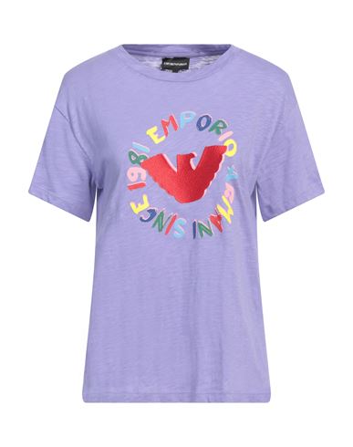 EMPORIO ARMANI EMPORIO ARMANI WOMAN T-SHIRT LIGHT PURPLE SIZE S COTTON 