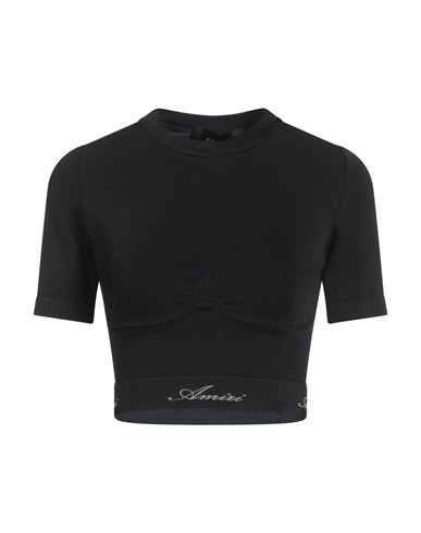 Amiri Logo Embroidered Seamless Crop Top In Black