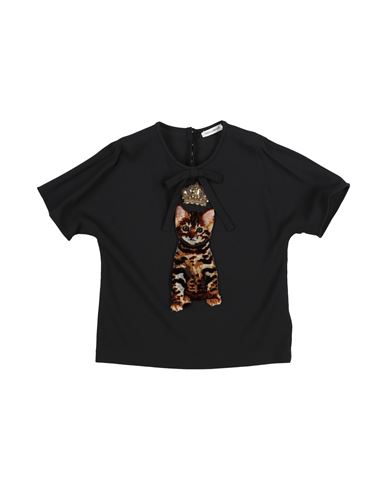 Dolce & Gabbana Toddler Girl Top Black Size 5 Viscose, Silk, Elastane In Black