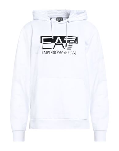 Ea7 Man Sweatshirt White Size Xxl Cotton, Elastane In White
