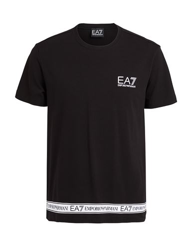 Ea7 Man T-shirt Black Size Xl Cotton, Elastane In Black