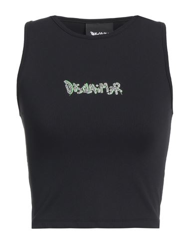 Disclaimer Woman Tank Top Black Size Xs Polyamide, Elastane In Animal Print