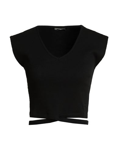Freddy Woman Top Black Size S Cotton, Elastane