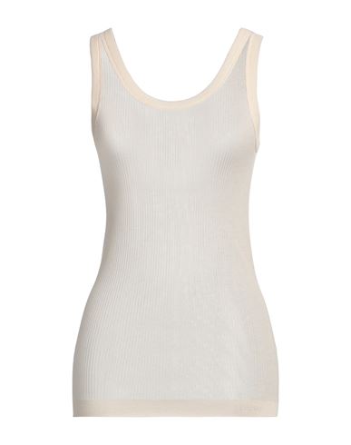 Lemaire Woman Tank Top Beige Size M Viscose, Silk In Beige
