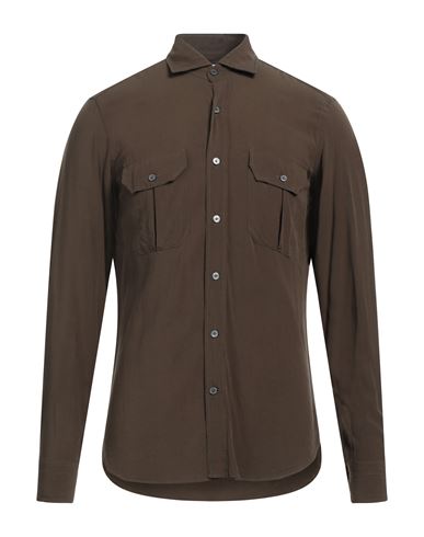 Giannetto Portofino Man Shirt Military Green Size 15 ½ Viscose In Green