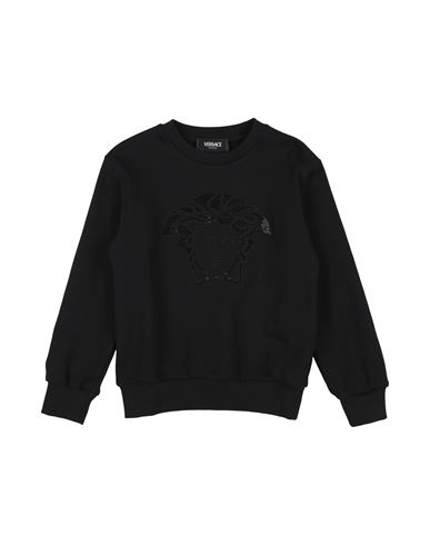 Versace Young Toddler Girl Sweatshirt Black Size 6 Cotton, Viscose, Polyester, Glass, Crystal In Black