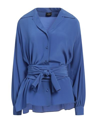Etro Woman Shirt Pastel Blue Size 10 Silk In Blue