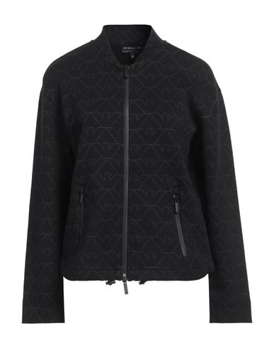 EMPORIO ARMANI EMPORIO ARMANI WOMAN SWEATSHIRT BLACK SIZE 8 COTTON, POLYESTER, ELASTANE 