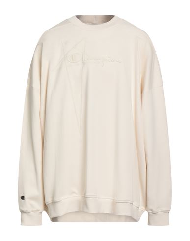 Rick Owens X Champion Man Sweatshirt Ivory Size Xxl Cotton, Elastane In Neutral