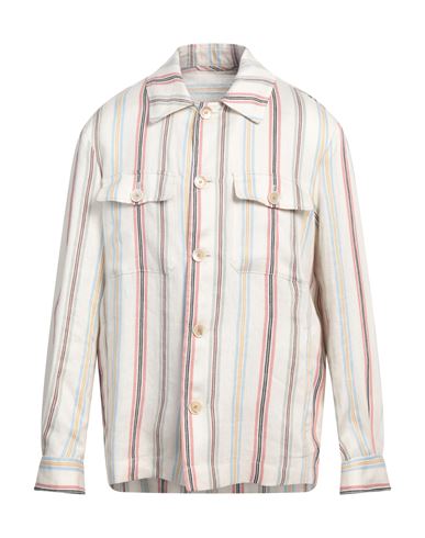 Etro Man Shirt Ivory Size L Linen In White