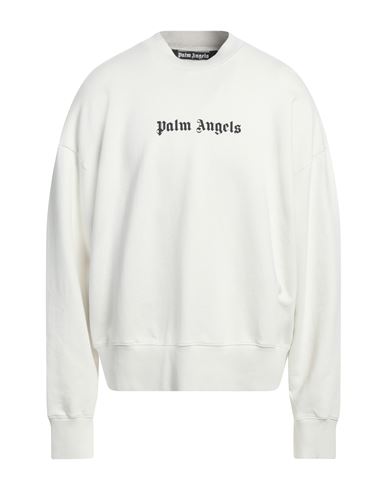 Palm Angels Back Curved Logo Loose Crew In Neutral