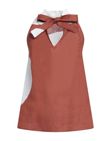 Liviana Conti Woman Top Rust Size 8 Linen In Red