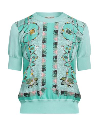 Pucci Woman Top Light Green Size M Viscose, Nylon, Elastane, Silk In Green