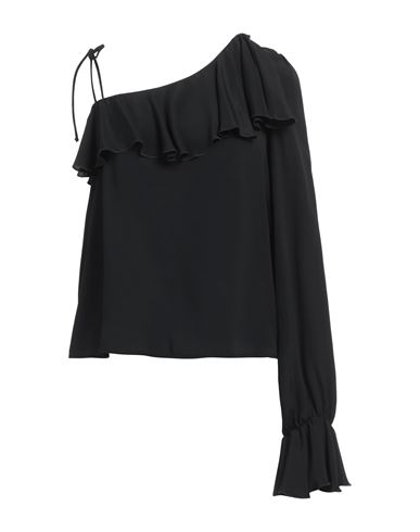 Msgm Woman Top Black Size 10 Acetate, Silk In Black