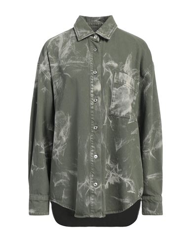 Msgm Woman Shirt Military Green Size 6 Cotton In Green