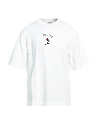 Burberry Man T-shirt White Size M Cotton, Elastane In White