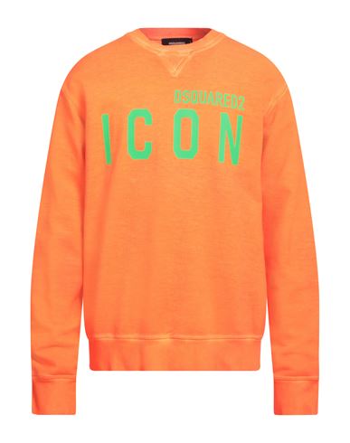 DSQUARED2 DSQUARED2 MAN SWEATSHIRT ORANGE SIZE M COTTON, ELASTANE 