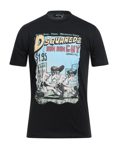 Dsquared2 Dsquared Man Black Cotton T-shirt In Black