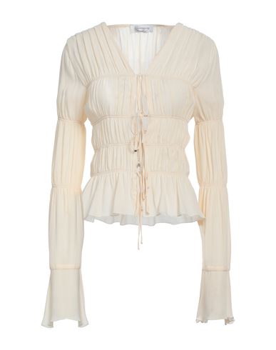 Blumarine Ruched Sheer Viscose Long Sleeve Shirt In Pink