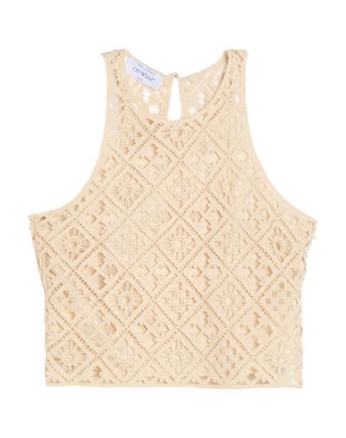 Off-white Woman Top Beige Size 2 Cotton, Polyester In Neutral