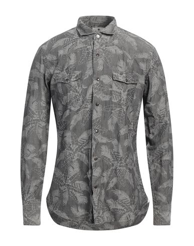 Giannetto Portofino Man Shirt Grey Size 16 ½ Cotton, Linen In Grey