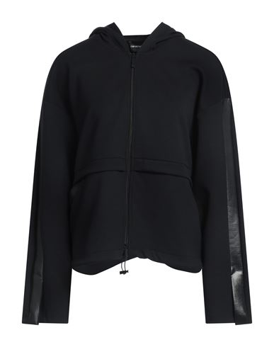 EMPORIO ARMANI EMPORIO ARMANI WOMAN SWEATSHIRT BLACK SIZE 10 POLYESTER, VISCOSE, ELASTANE 