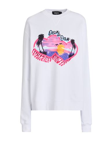 Dsquared2 Woman Sweatshirt White Size M Cotton, Elastane In White