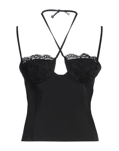 Blumarine Laced Sleeveless Tank Top In Black