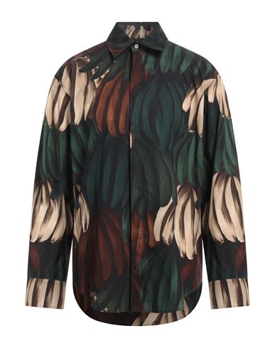 Msgm Man Shirt Dark Brown Size 15 Cotton In Brown