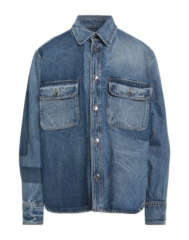 Msgm Man Denim Shirt Blue Size 17 Cotton