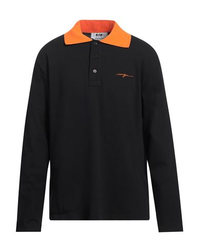 Msgm Man Polo Shirt Black Size L Cotton In Black