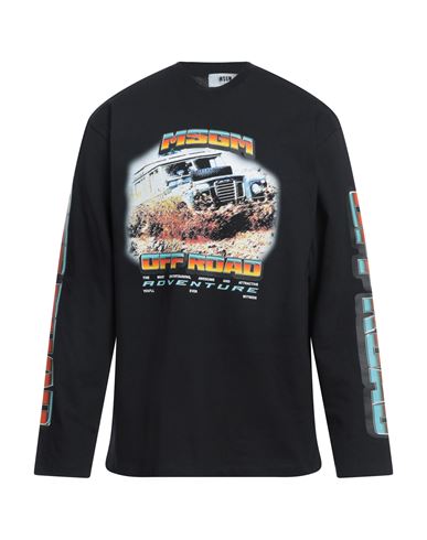 Msgm Man T-shirt Black Size Xl Cotton In Black