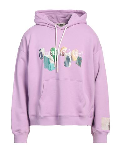 Msgm Fantastic Green X Duccio Maria Gambi Man Sweatshirt Lilac Size Xl Organic Cotton In Purple